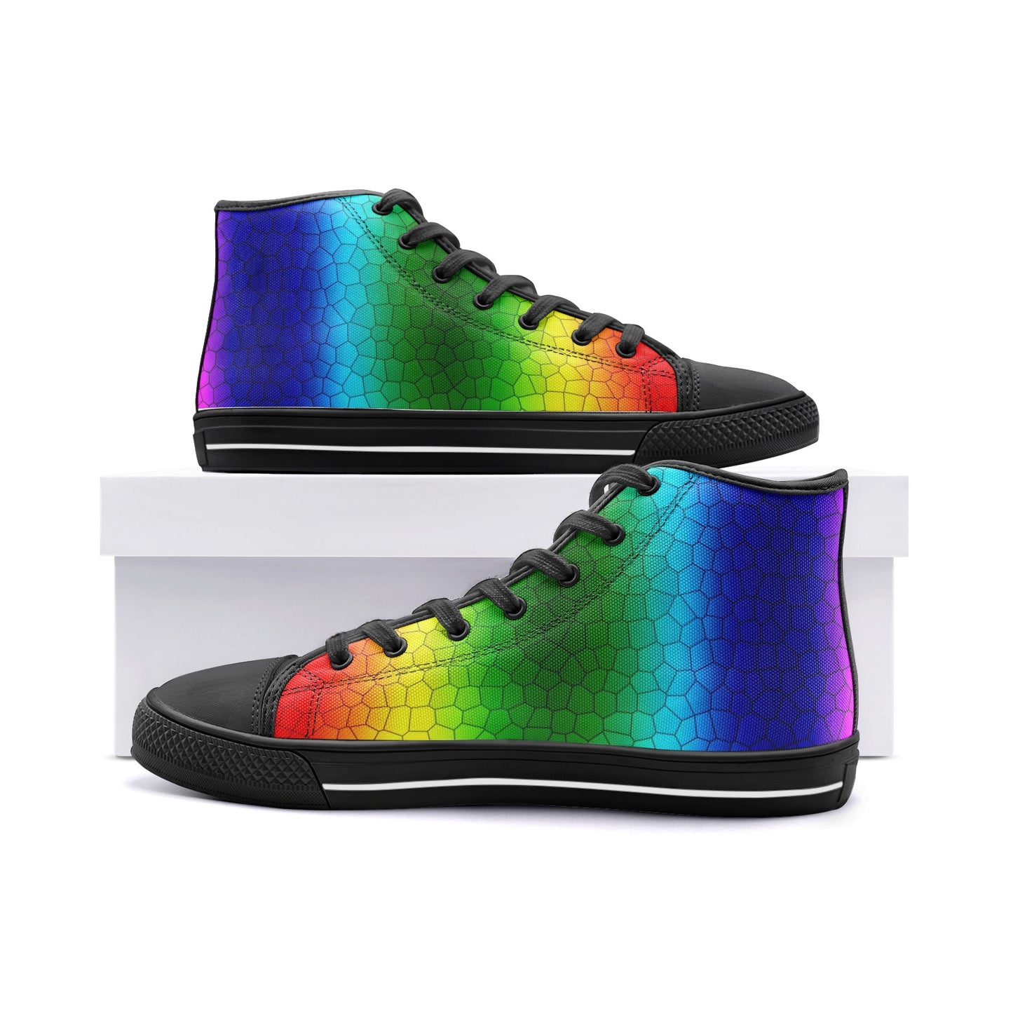 VIPER HIP HOP SHOES High Top Multi Mosaic Abstract Canvas Style 54TO