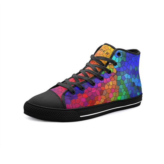 VIPER HIP HOP SHOES High Top Multi Mosaic Canvas Style 54TO