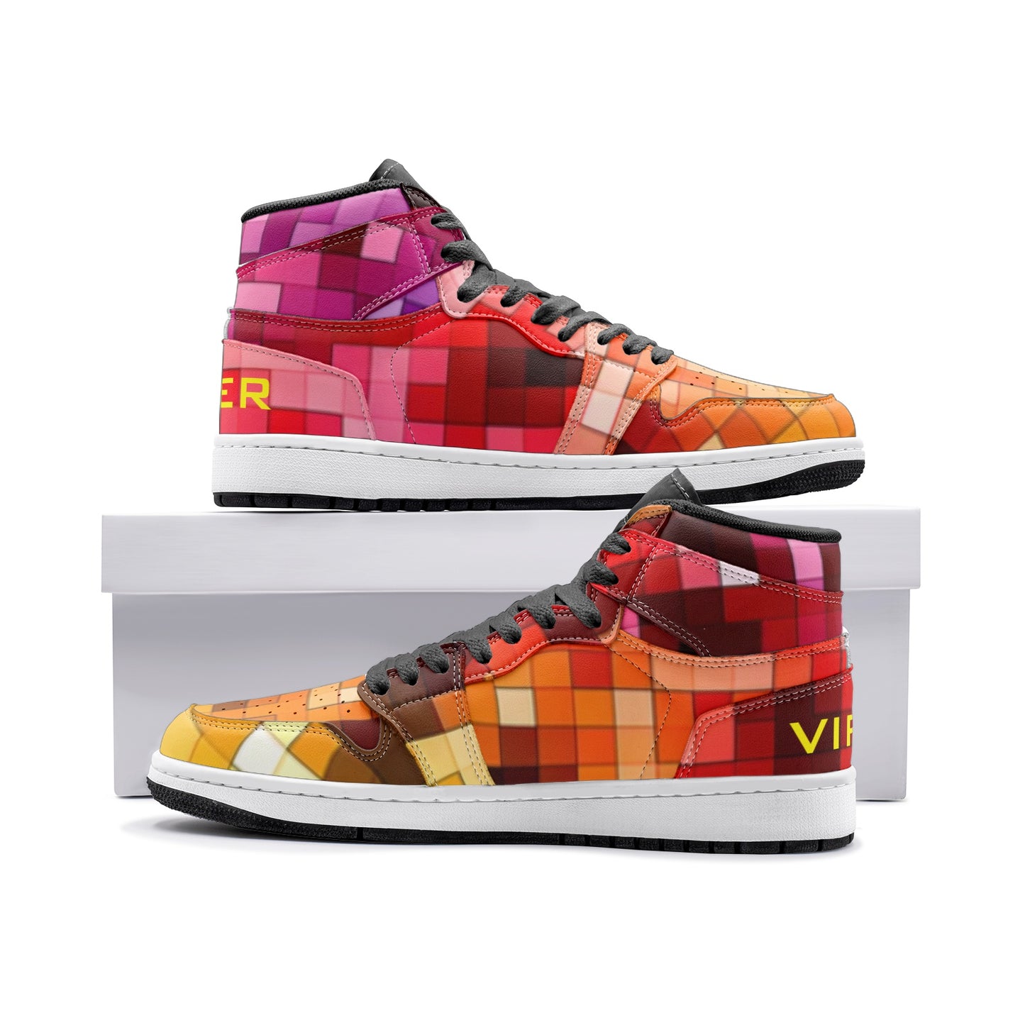 VIPER HIP HOP SHOES High Top Style 55TO 01 Multi Cubes Sneakers