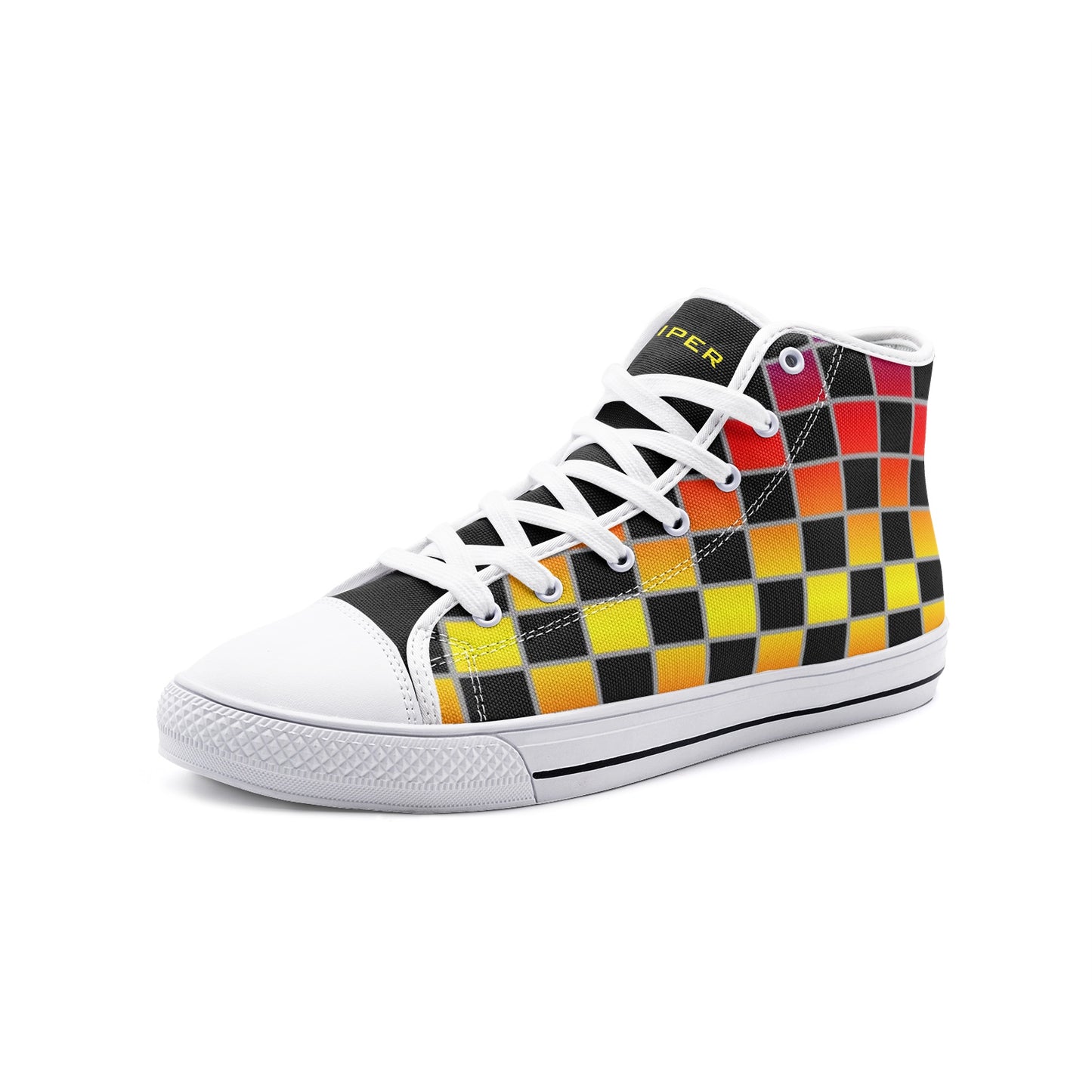 VIPER HIP HOP SHOES High Top Geometric Cubes II Canvas Shoes