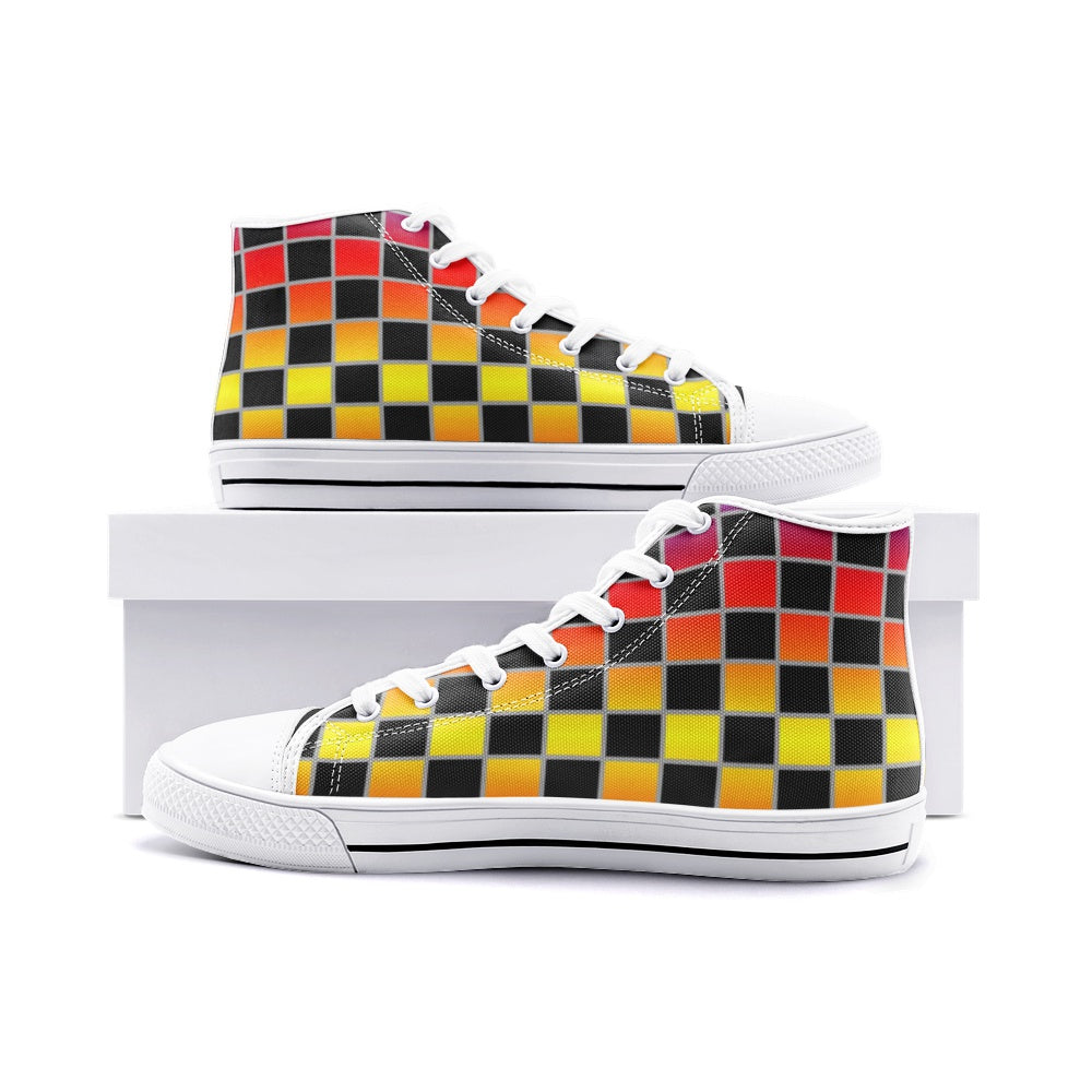 VIPER HIP HOP SHOES High Top Geometric Cubes II Canvas Shoes