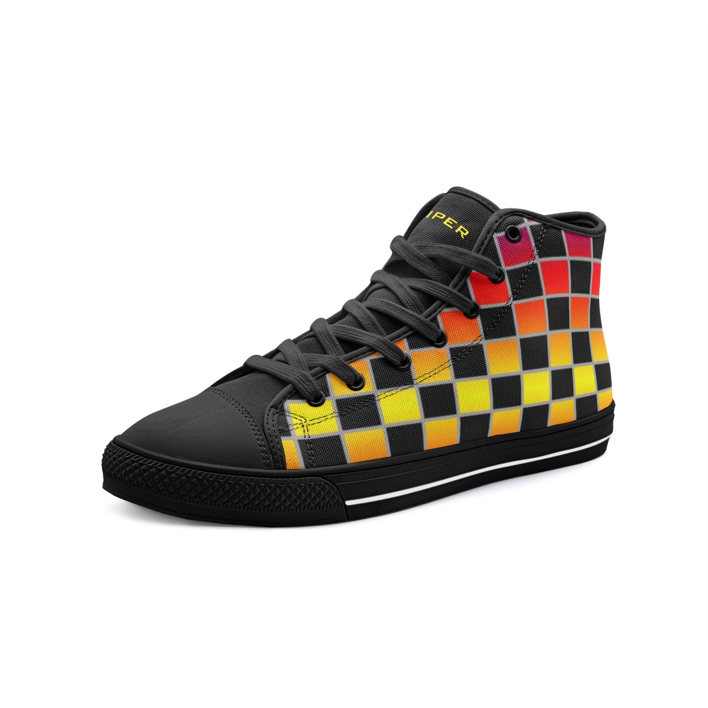 VIPER HIP HOP SHOES High Top Geometric Cubes II Canvas Shoes