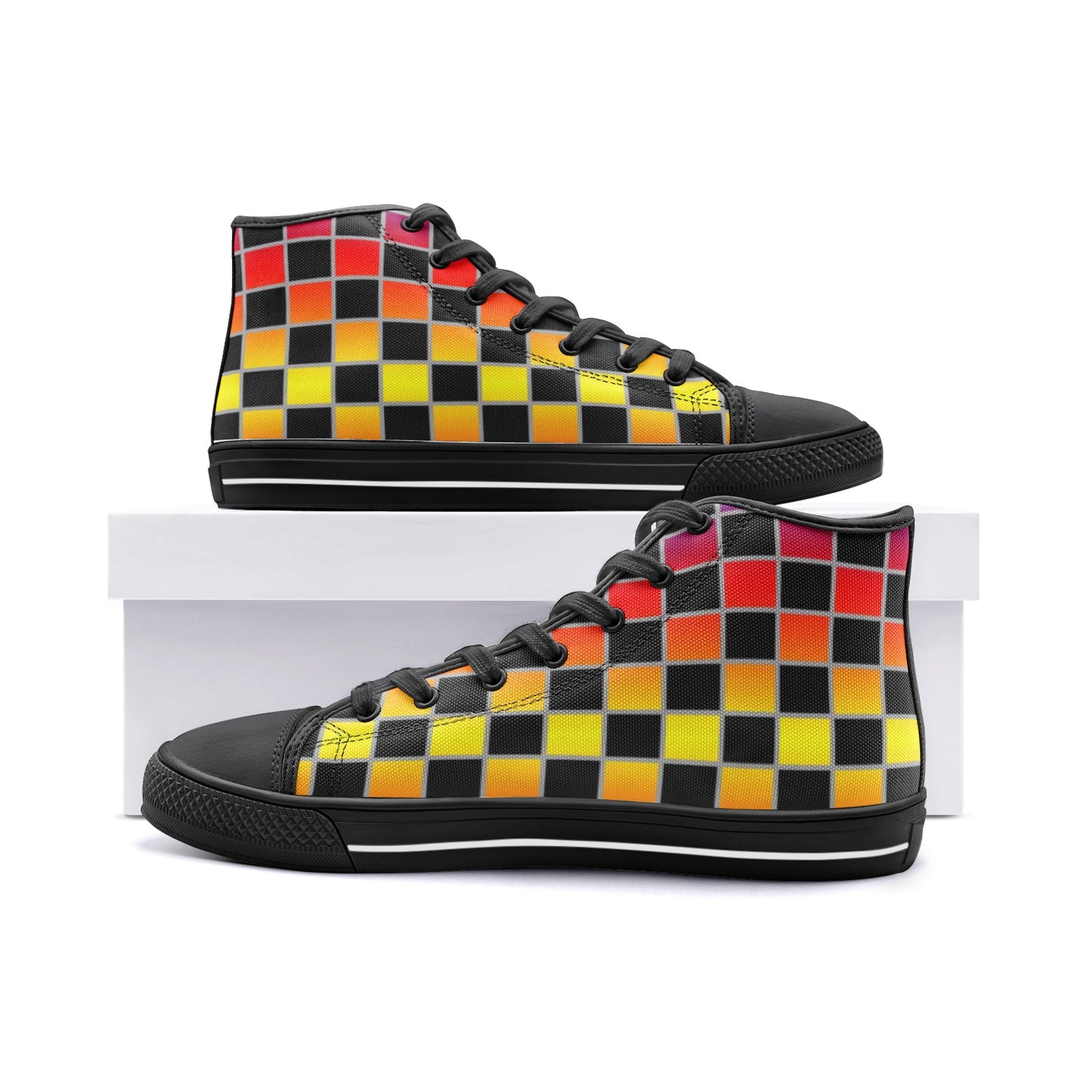 VIPER HIP HOP SHOES High Top Geometric Cubes II Canvas Shoes