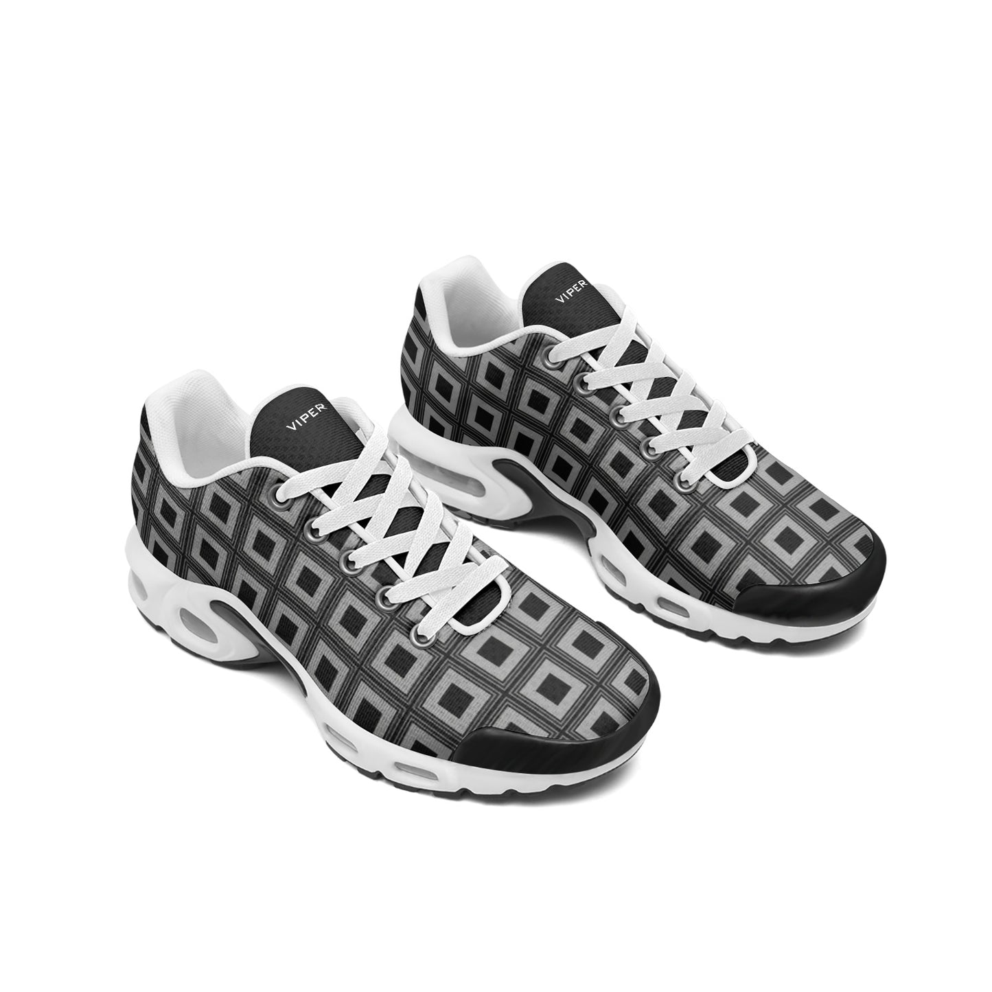 VIPER SHOES STYLE 55TT Multi Cube Abstract Black Unisex Mesh Tech Eco-Flex Sneakers