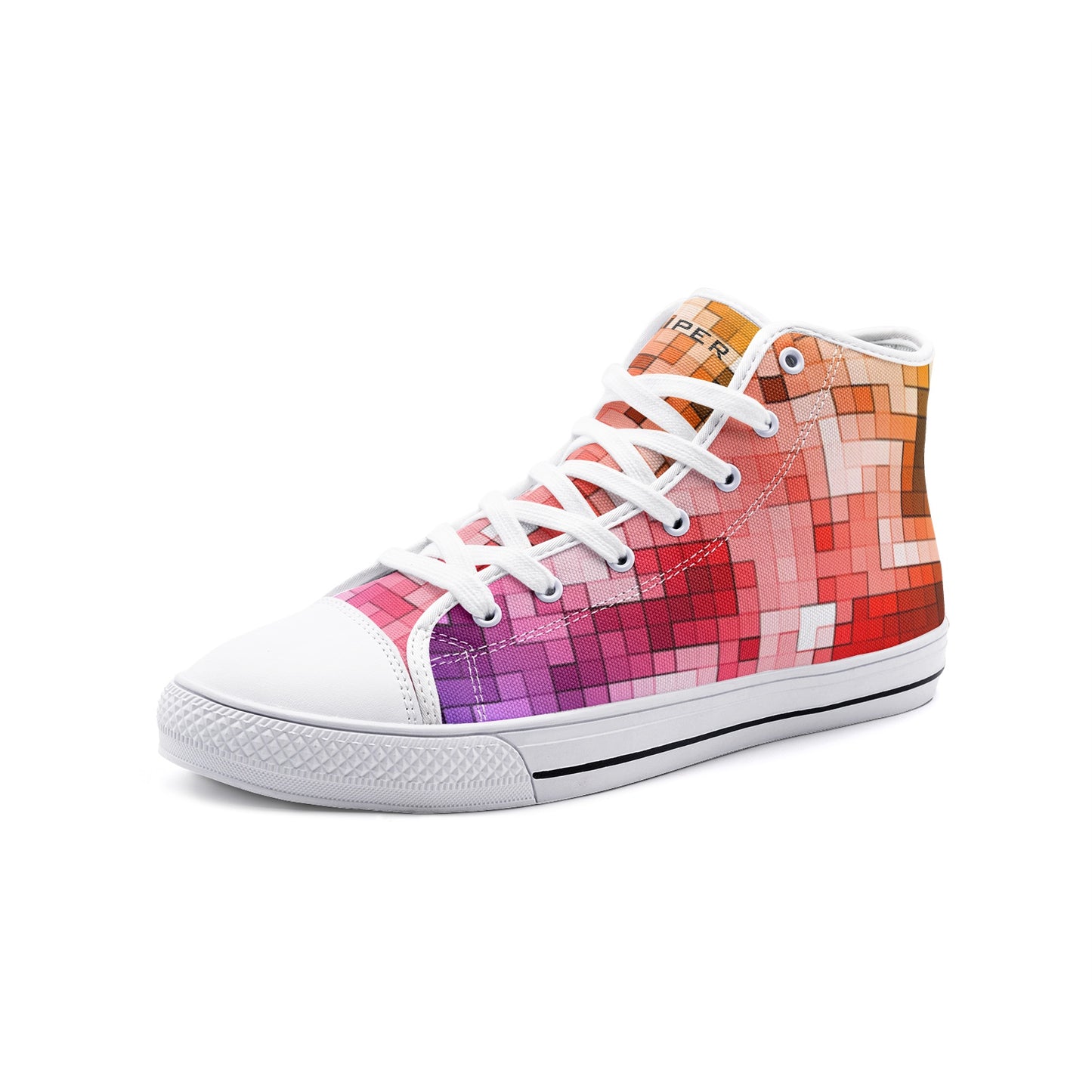 VIPER HIP HOP SHOES High Top Geometric Mosaic Canvas Style 54TO