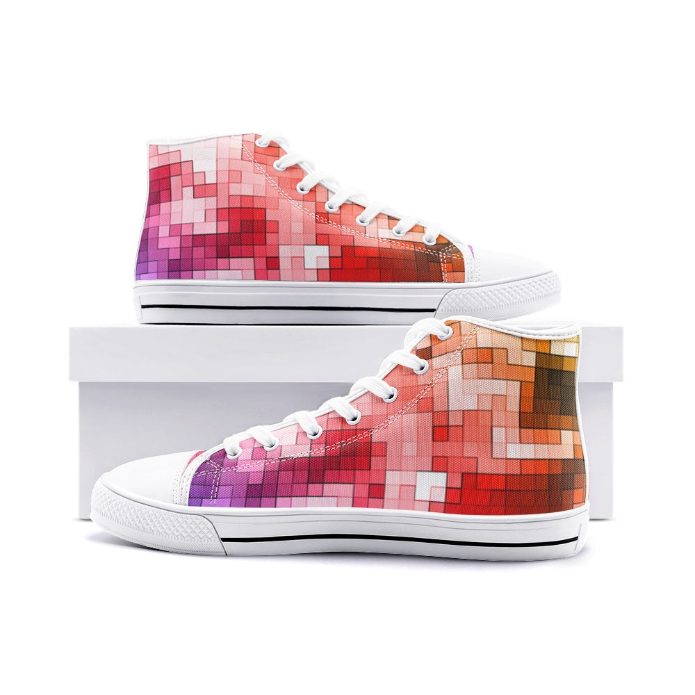 VIPER HIP HOP SHOES High Top Geometric Mosaic Canvas Style 54TO