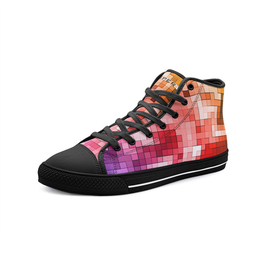 VIPER HIP HOP SHOES High Top Geometric Mosaic Canvas Style 54TO