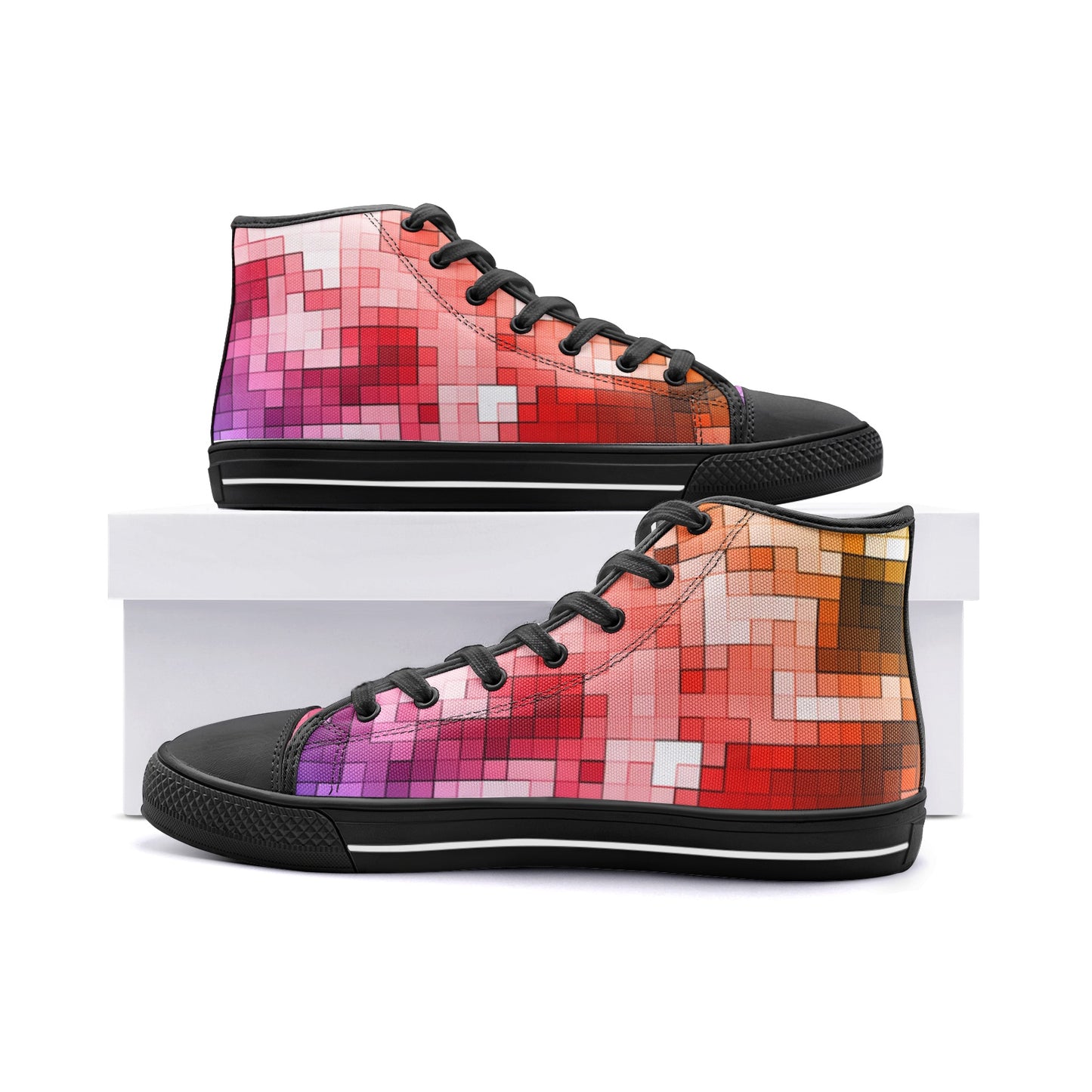 VIPER HIP HOP SHOES High Top Geometric Mosaic Canvas Style 54TO