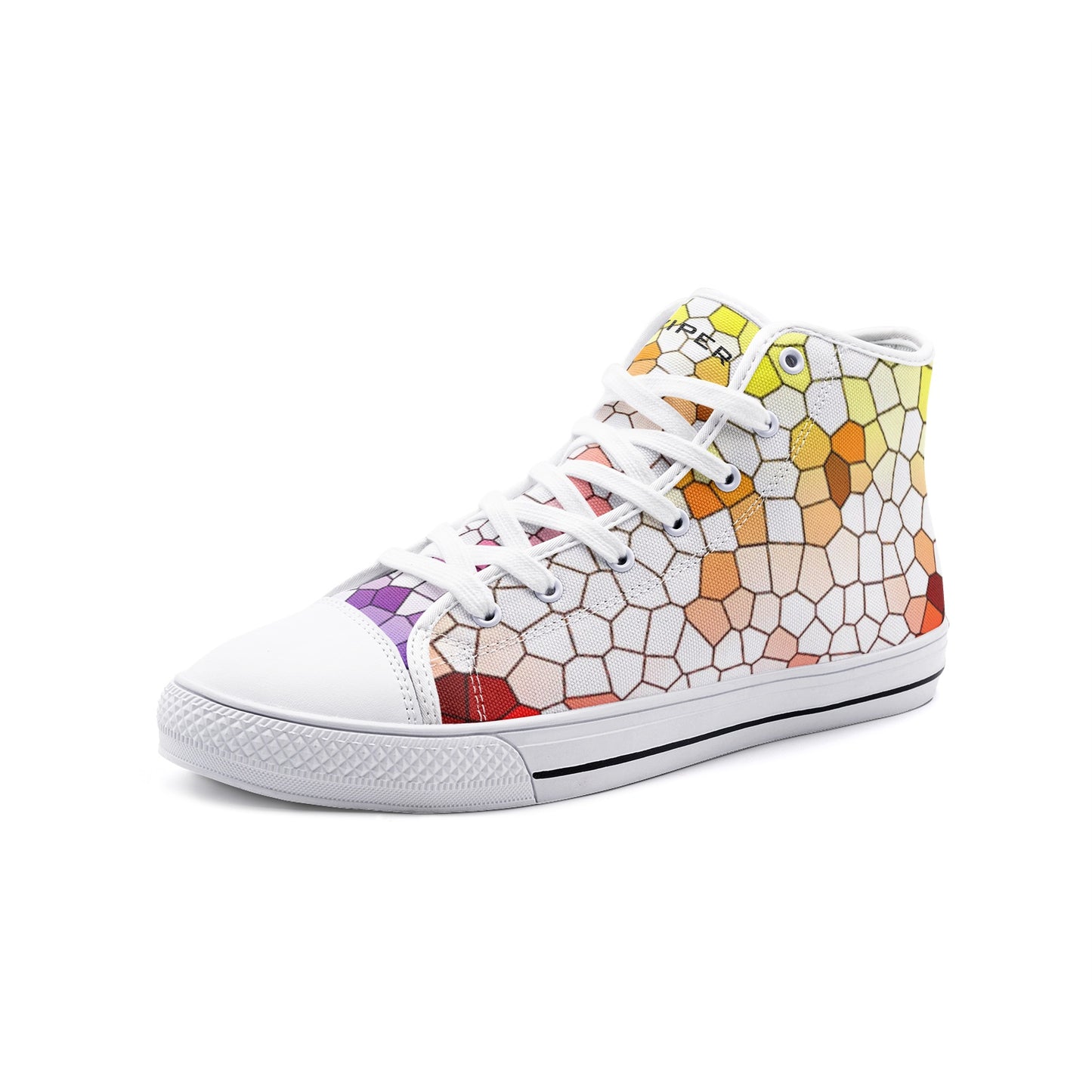 VIPER HIP HOP SHOES High Top Mosaic Yellow Canvas Style 54TO