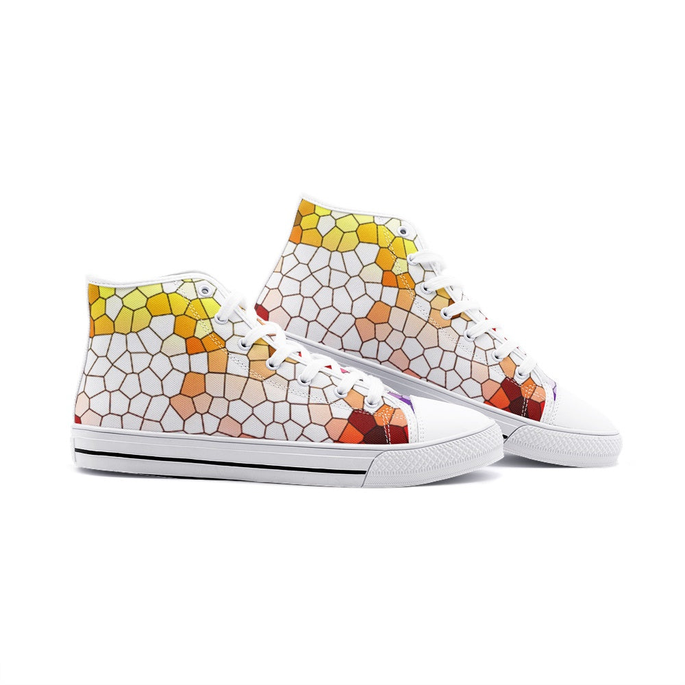 VIPER HIP HOP SHOES High Top Mosaic Yellow Canvas Style 54TO