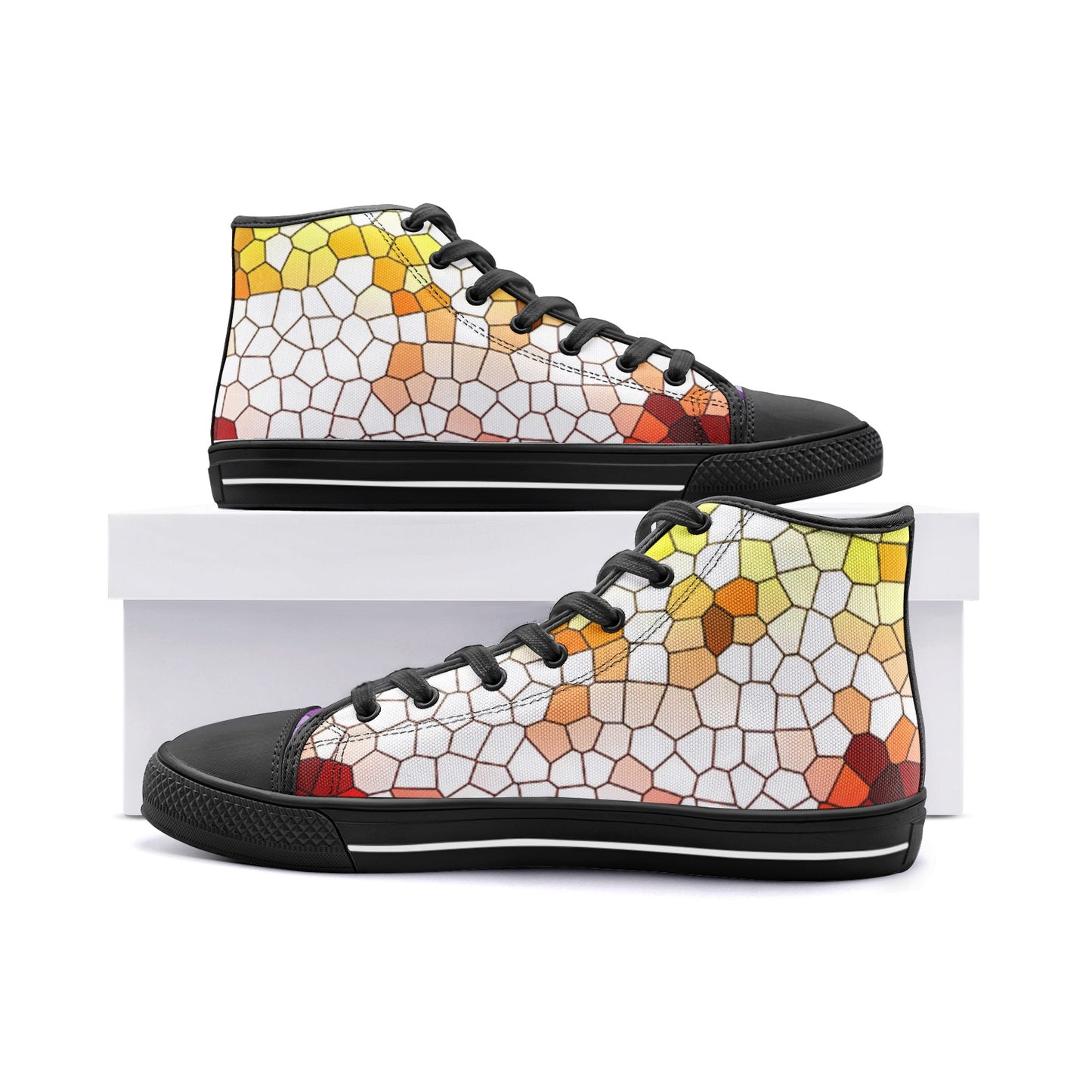 VIPER HIP HOP SHOES High Top Mosaic Yellow Canvas Style 54TO